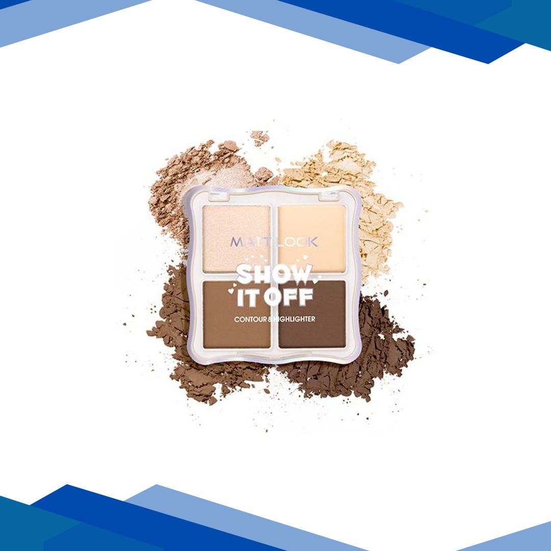 Matt Look Show it off Contour & Highlighter Combo Palette, All-In-1 Face Makeup Kit, Sand-01 18 gm