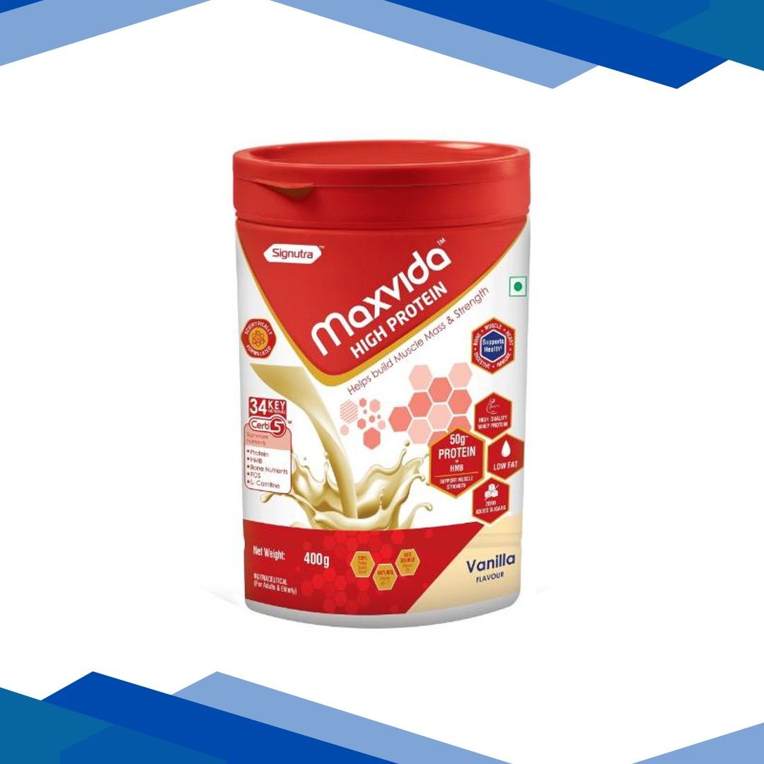 Maxvida High Protein Powder – Vanilla Flavour (Jar) 400 g