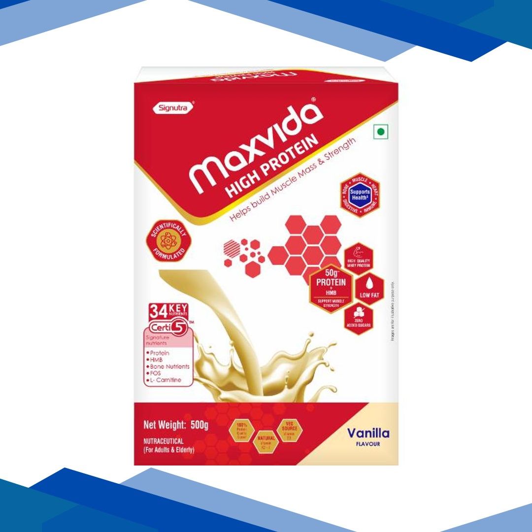 Maxvida High Protein Powder – Vanilla Flavour (Refill Pack) 500 g