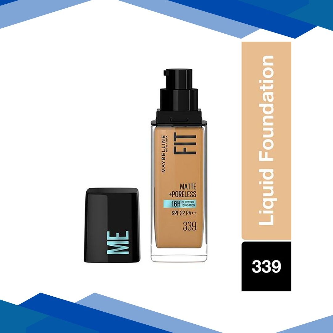 Maybelline New York Fit Me Matte+Poreless Foundation, Shade 339 – Natural Matte Finish, 16H Oil Control 117 gm