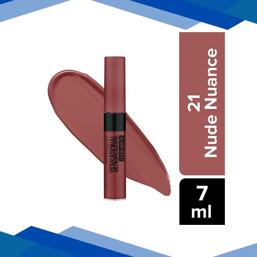 Maybelline New York Sensational Liquid Matte Lipstick, 21 Nude Nuance 7 ml