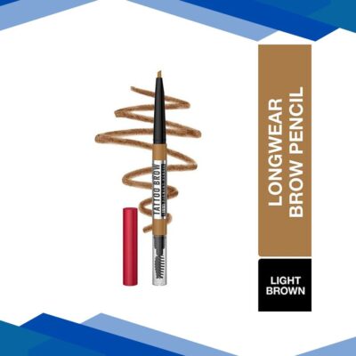 Maybelline New York Tattoo Brow 36 Hr Brow Pencil Light Brown Waterproof Eyebrow Pencil with Precision Tip 0.25 gm