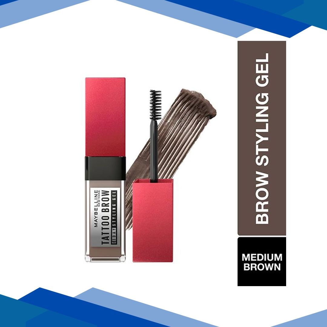 Maybelline Tattoo Brow 3 Day Styling Brow Gel Medium Brown Semi-Permanent Tinted Eyebrow Gel 6 ml