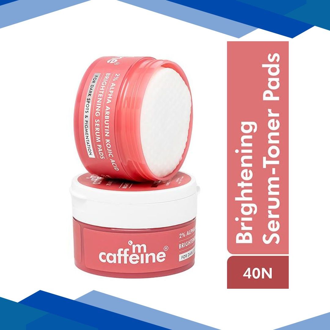 Mcaffeine Clear Glow 2% Alpha Arbutin Kojic Acid Brightening Serum Pads with 3% Niacinamide 40’s