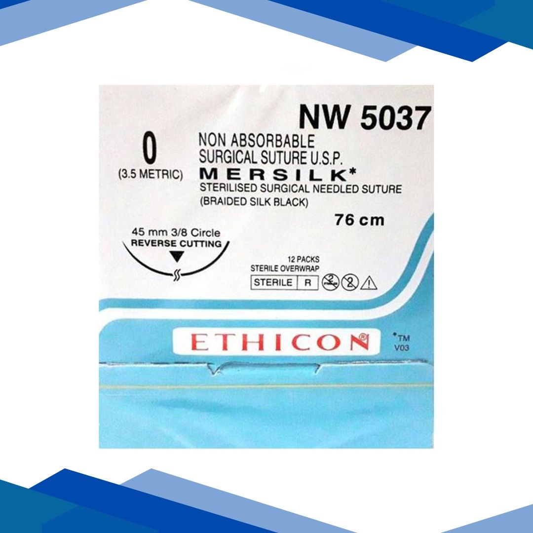 Mersilk 0 (3.5 metric) (76 cm) NW 5037 (Reverse Cutting) 45 mm 3/8 Circle