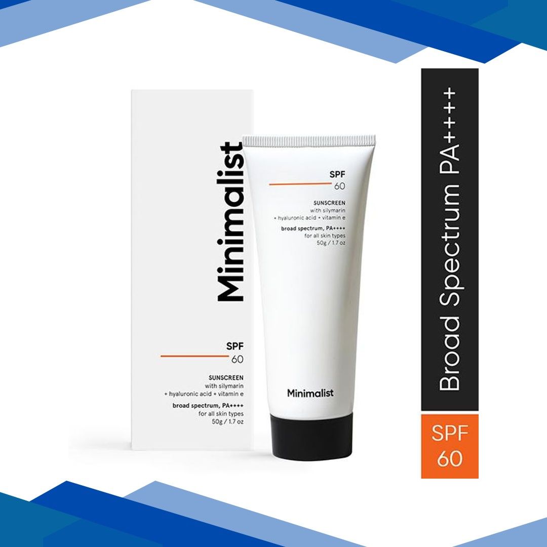 Minimalist SPF 60 Pa ++++ Sunscreen with Silymarin+Hyaluronic Acid+Vitamin E 50gm