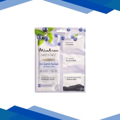 Mintree Certified Organic 5-Step DIY Collagen Home Facial (Blueberry) To Tone and Firm 45 gm