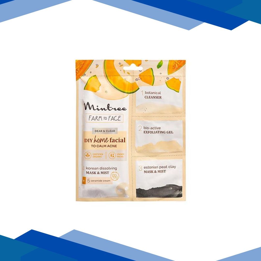 Mintree Certified Organic 5-Step DIY Collagen Home Facial (Muskmelon) To Calm Acne 45 gm