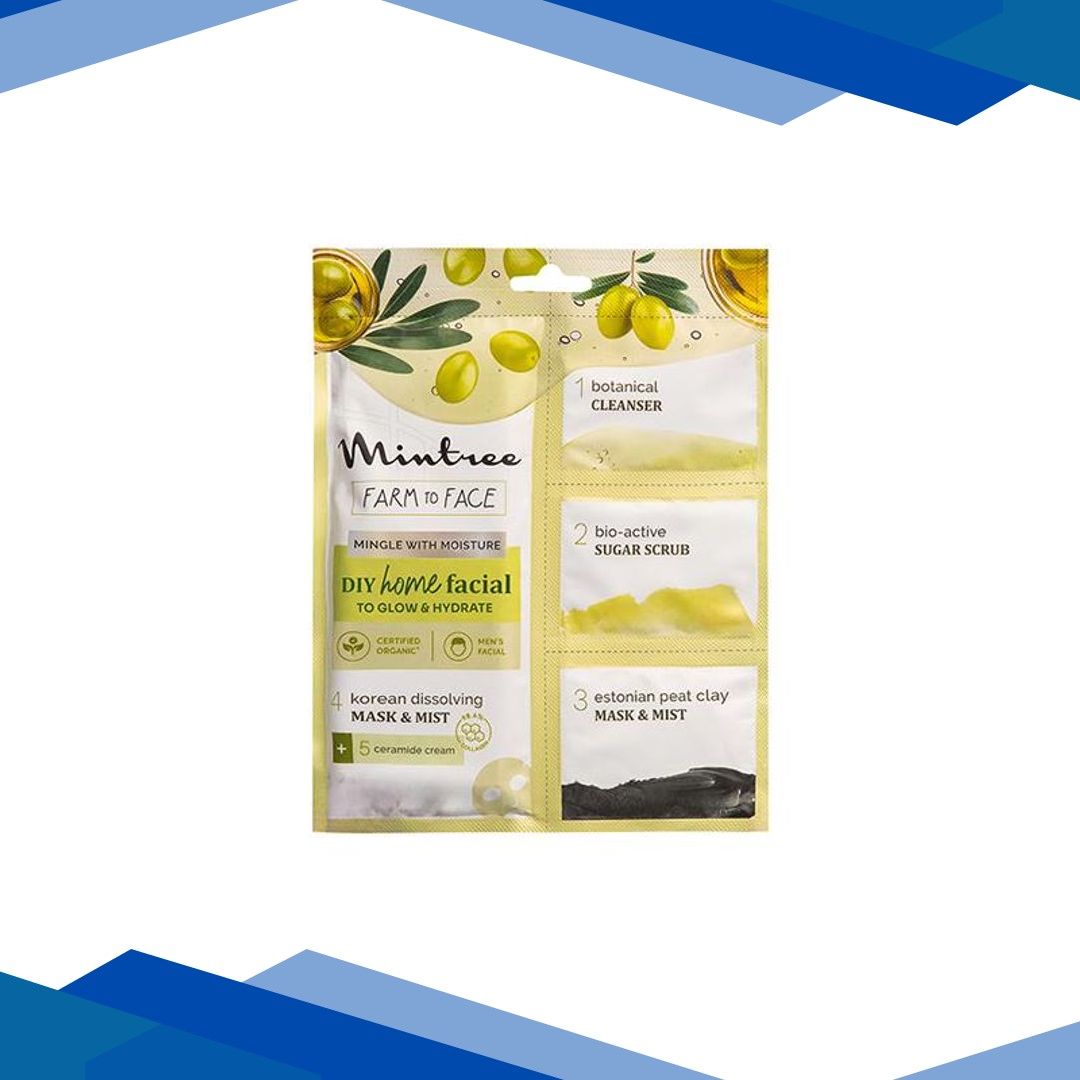 Mintree Certified Organic 5-Step DIY Collagen Home Facial (Olive) To Glow and HydrateMens 45 gm