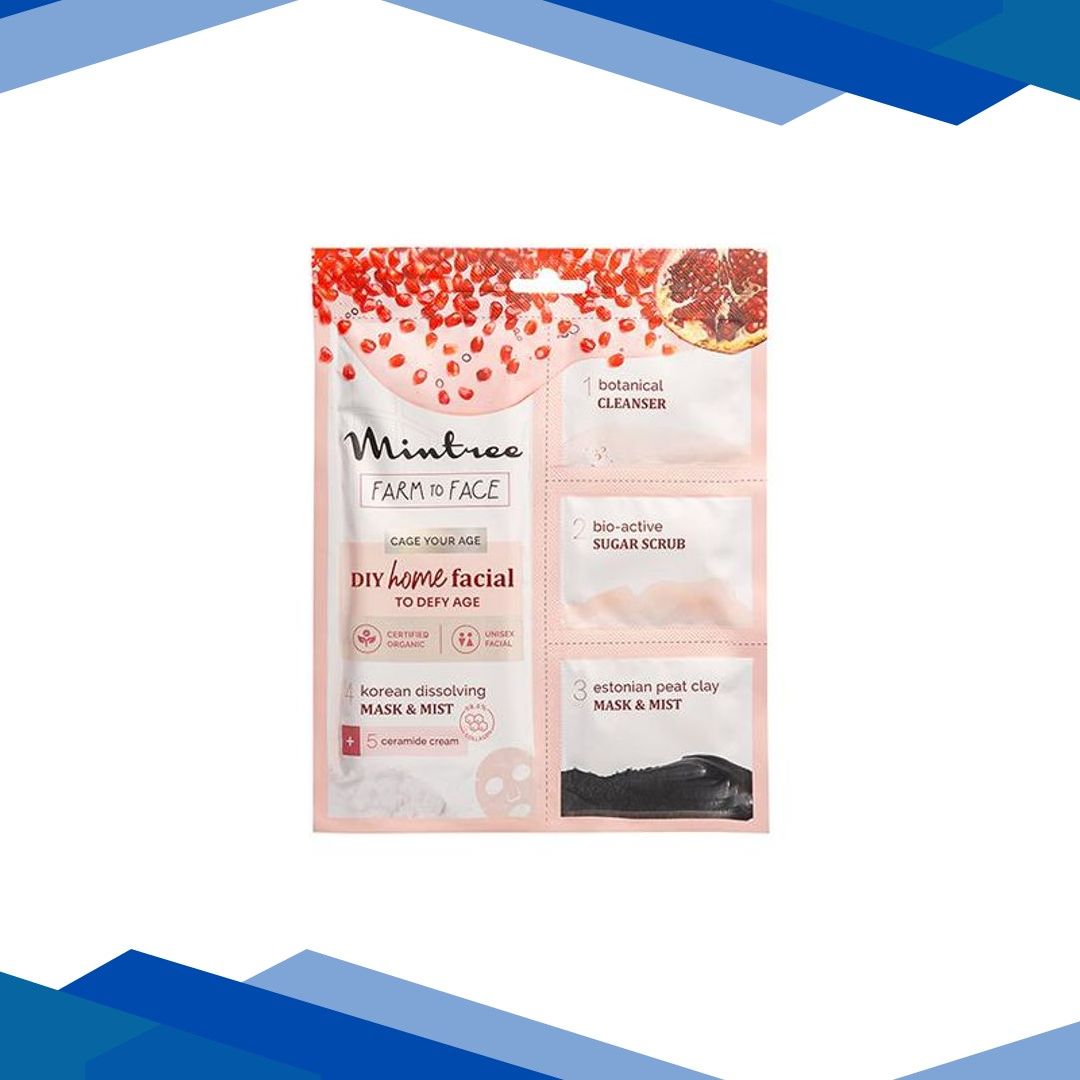 Mintree Certified Organic 5-Step DIY Collagen Home Facial (Pomegranate) To Defy Age 45 gm