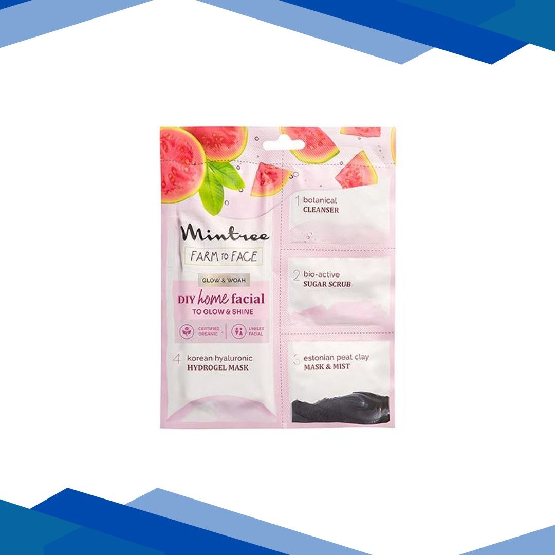 Mintree Certified Organic 5-Step DIY Hydrogel Home Facial (Guava) To Glow and Shine 53 gm