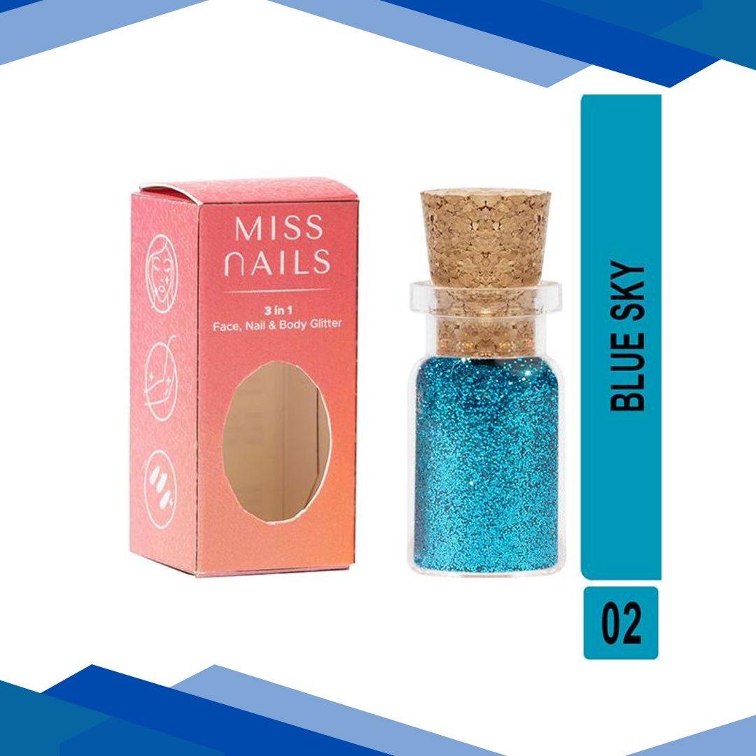 Miss Nails 3 In 1 Glitter Blue Sky 2 5 gm