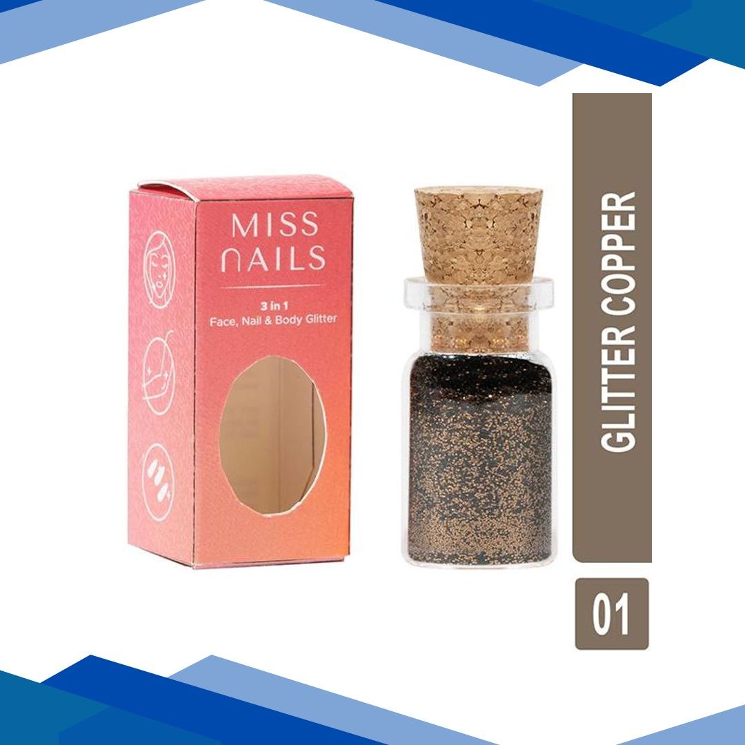 Miss Nails 3 In 1 Glitter Copper 1 5 gm