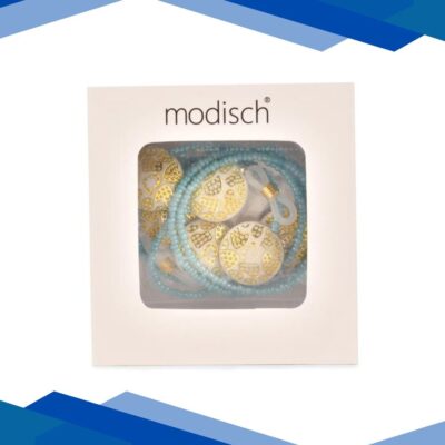 Modisch Blue Beads With White Circle Stones With Golden Print Sunglasses Chain (JC-1402-Blue) 1’s