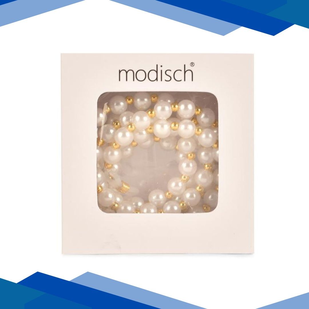 Modisch White Pearls With Small Golden Beads Sunglasses Chain (JC-1408-Golden) 1’s