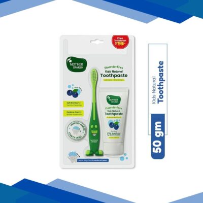 Mother Sparsh Kids Natural Toothpaste (Free Toothbrush) – Blueberry 50 g