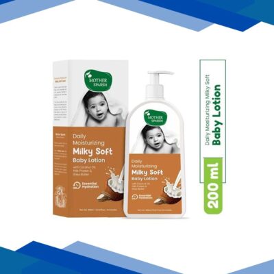 Mother Sparsh Milky Soft Baby Lotion with Milk Protien, Coconut Oil and Shea Butter, for 24Hrs Moisturization 200 ml