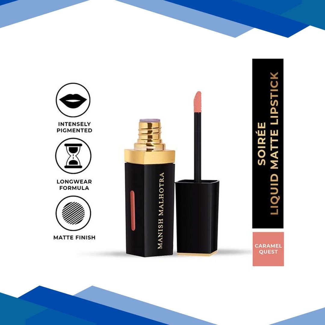 Myglamm Manish Malhotra Soiree Liquid Matte Lipstick – 02 Caramel Quest 7 gm