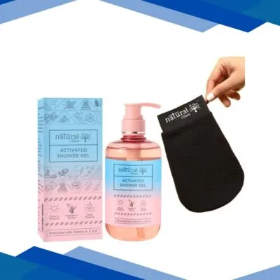 Natural Vibes Deep Cleanse & Exfoliating Routine Shower Gel Body Wash + Scrubbing Glove 300 ml