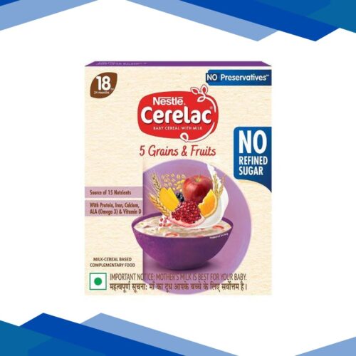 Nestle CERELAC 5 Grains & Fruits Baby Food Cereal No Refined Sugar & No Preservatives (18 to 24 Months Baby) 300 g