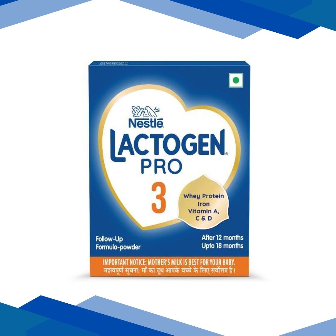 Nestle LACTOGEN PRO 3 Follow Up Formula with Whey Protein, Iron, Vitamin A, C & D (After 12 Months Upto 18 Months) Powder 400 g