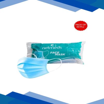 Netmeds 3 Ply Face Mask with Nose Pin 50’s