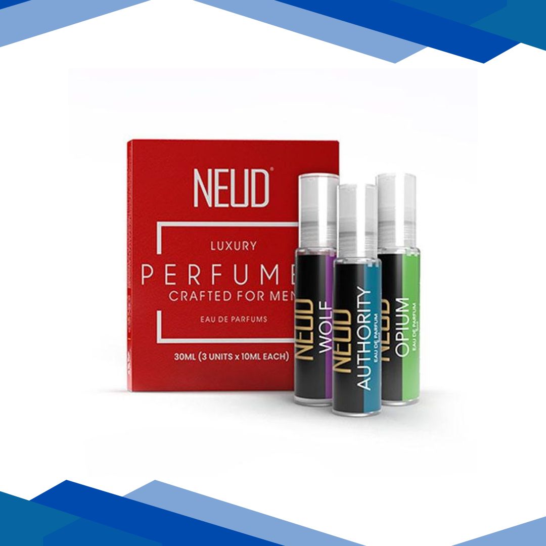 NEUD Luxury Perfume Gift Set for Men – Long Lasting EDP, Citrus, Lavender, Cedarwood – 3x10ml Vials 3’s