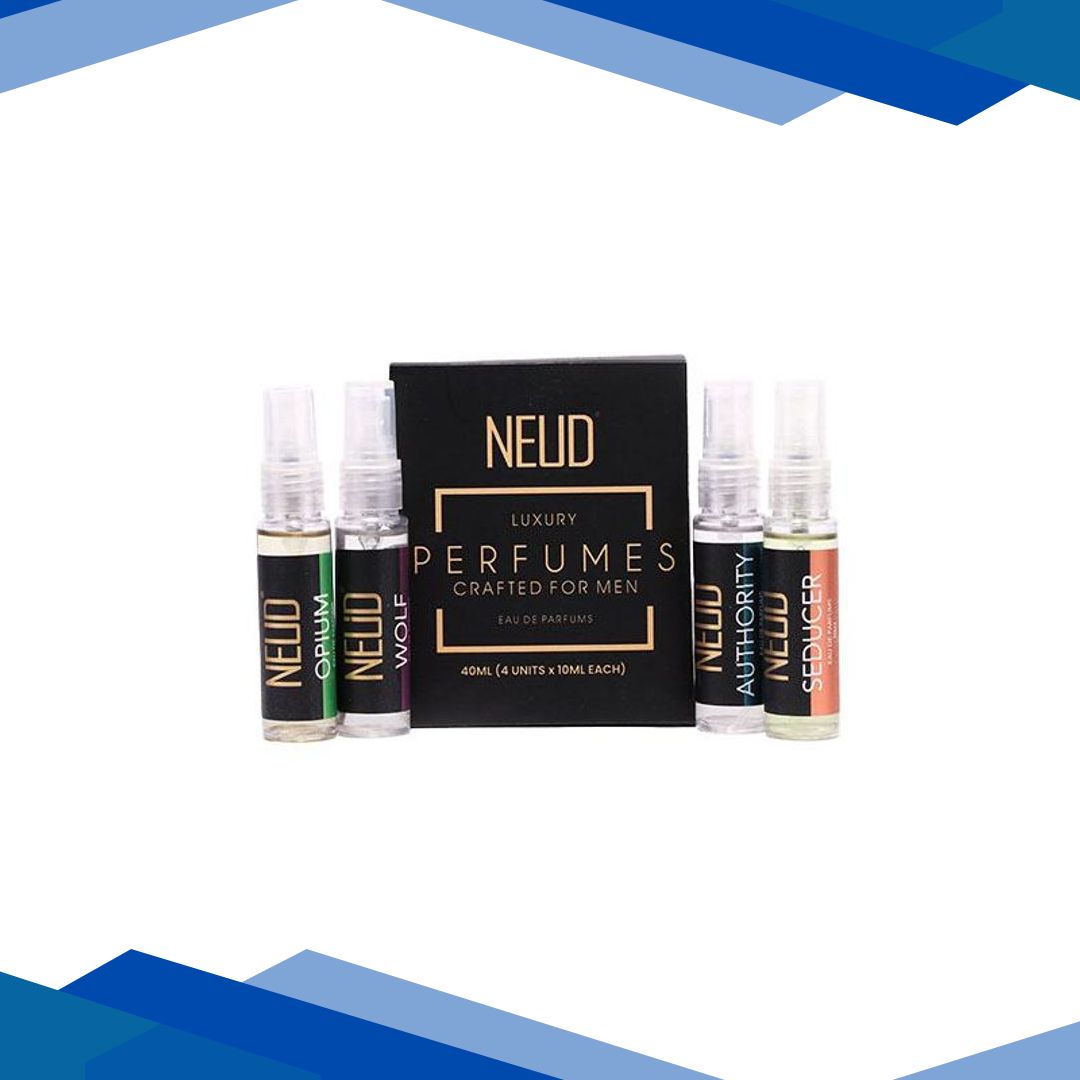 NEUD Luxury Perfume Gift Set for Men – Long Lasting EDP (Citrus, Lavender, Cedarwood, Vanilla) 4x10ml 4’s