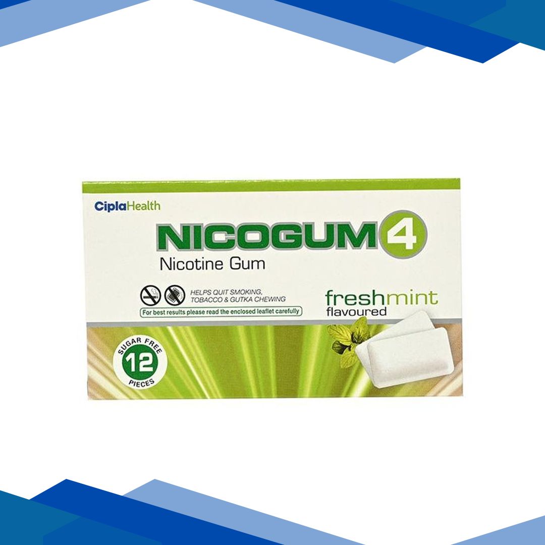 NICOGUM 4 SUGAR FREE FRESHMINT FLAVOURED Chew Gum 12’s