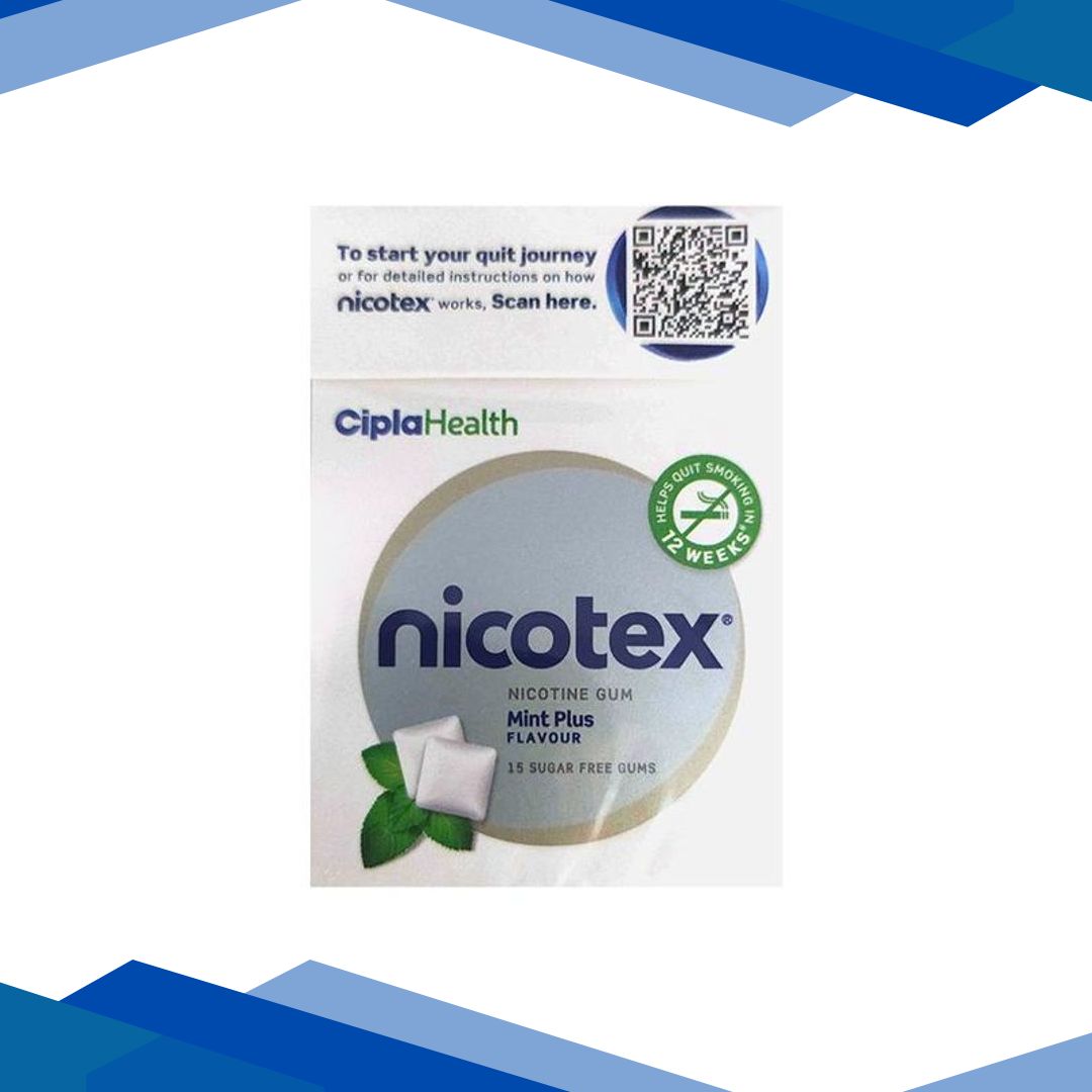 NICOTEX 4MG SUGAR FREE MINT PLUS FLAVOUR Gum 15’s