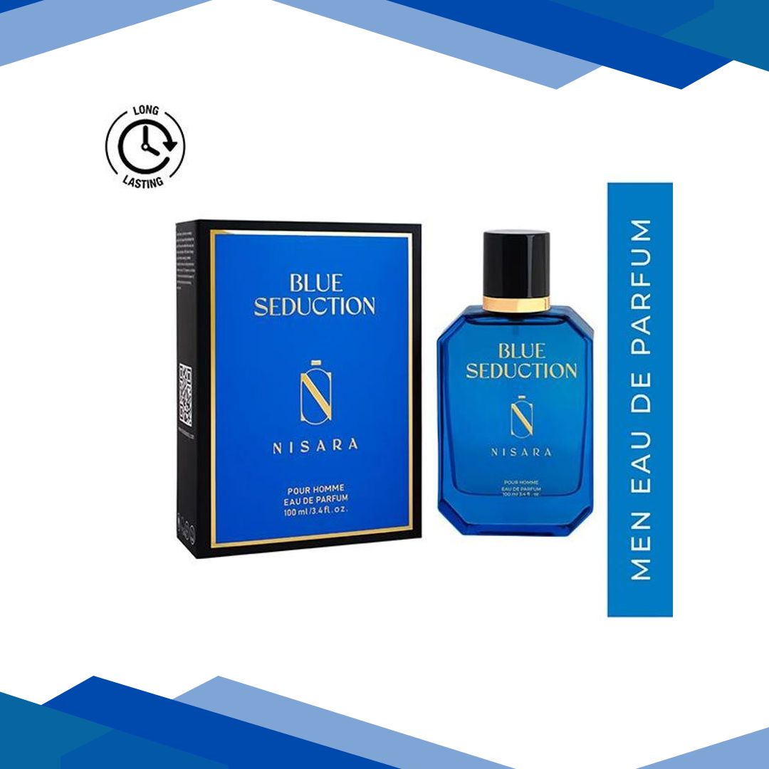 Nisara Blue Seduction Perfume Long Lasting Fragrance Aromatic Fougere Woody Eau De Parfum For Men 100 ml