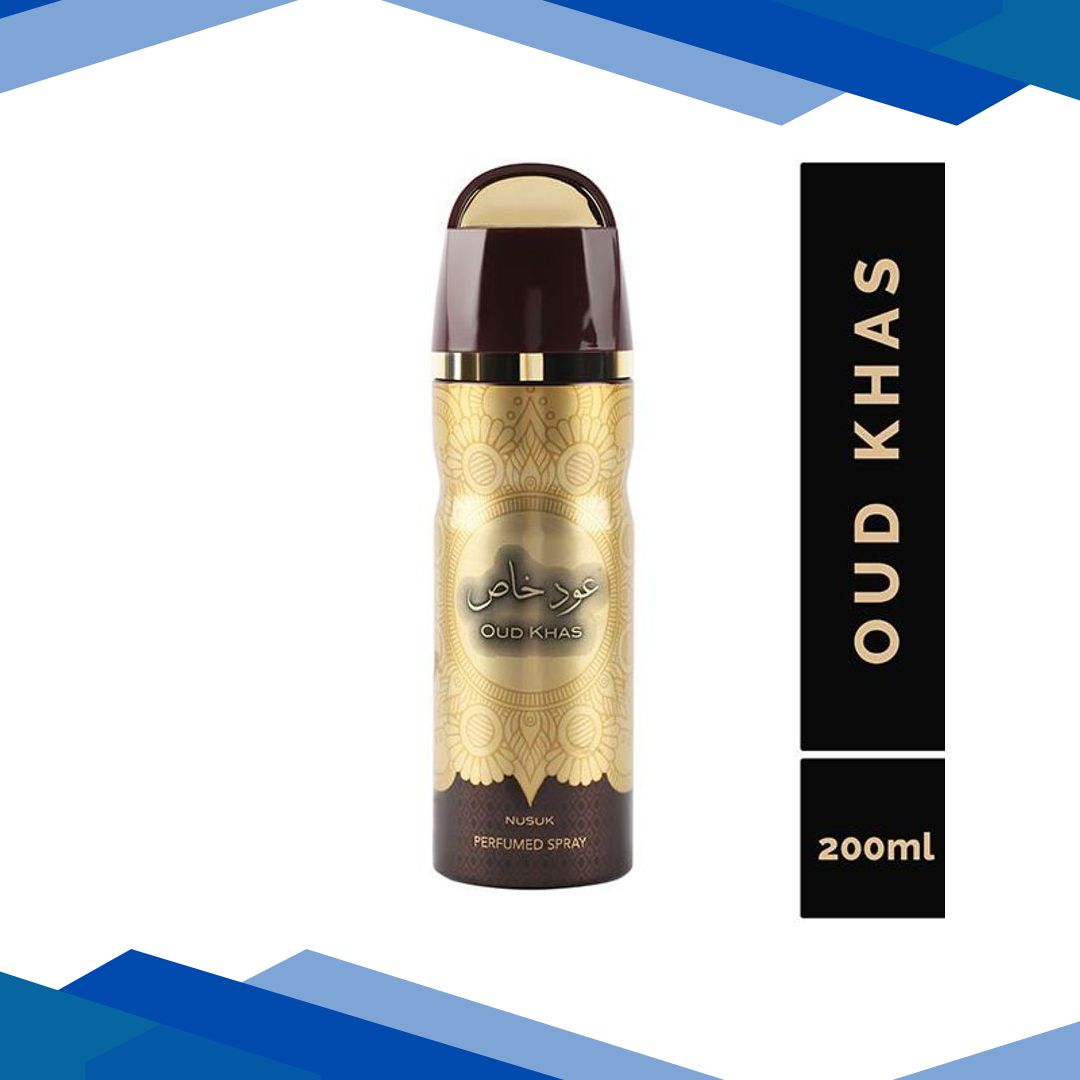 NUSUK Oud Khas Deodorant for Men, Perfumed Body Spray 200 ml