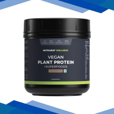 Nutrabay Wellness Vegan Plant Protein + Superfoods – Rich Chocolate 500 gm