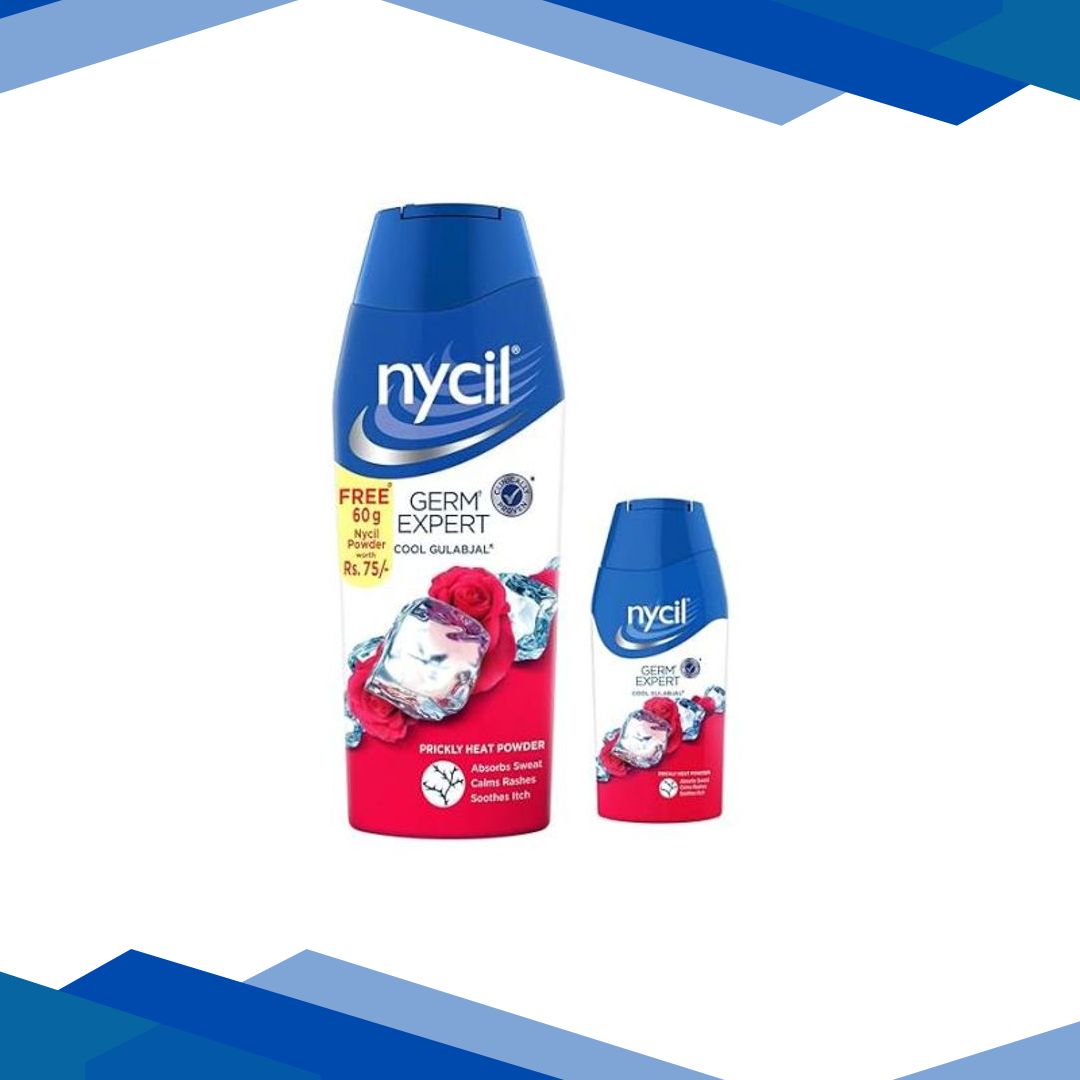 Nycil Germ Expert Powder – Cool Gulabjal 150 g (Free Cool Gulabjal 60 g)
