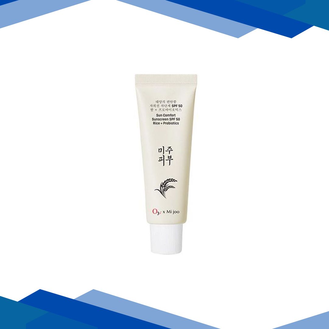 O3+ Mijoo Korea Sun Comfort Lightweight & Moisturising Sunscreen SPF 50 with Rice Probiotics 50 gm