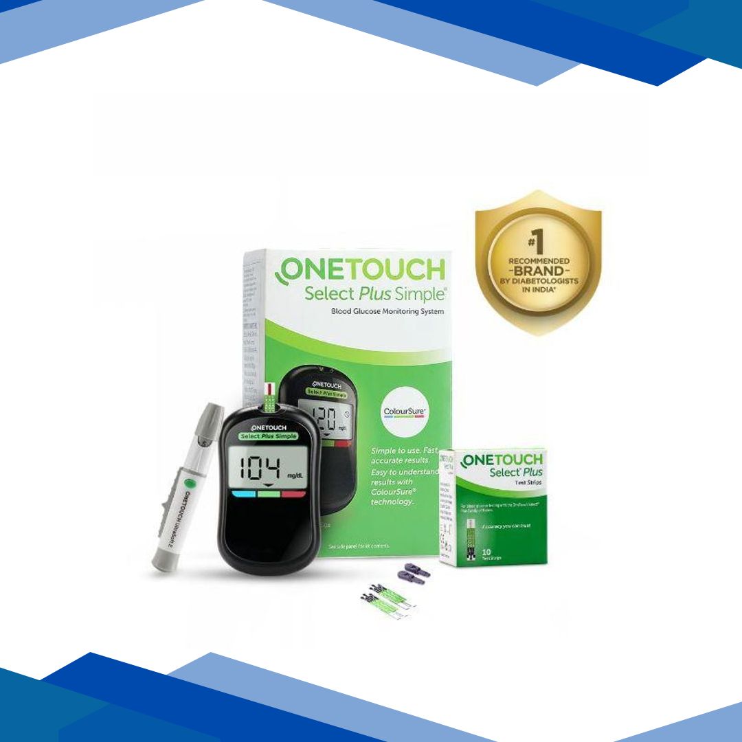 OneTouch Select Plus Simple Blood Glucose Monitoring System (Free 10 Test Strips + Lancing Device + 10 Lancets)