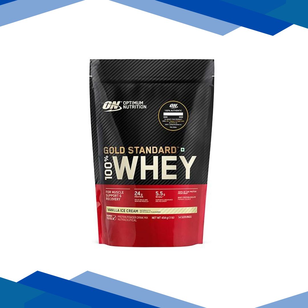 Optimum Nutrition (ON) 100% Whey Gold Standard Powder – Vanilla Ice Cream 1 lb