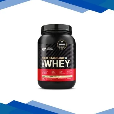 Optimum Nutrition (ON) 100% Whey Gold Standard Powder – Vanilla Ice Cream 2 lb