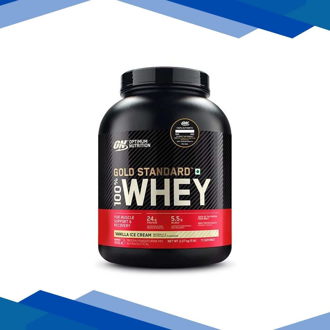 Optimum Nutrition (ON) 100% Whey Gold Standard Powder – Vanilla Ice Cream 5 lb
