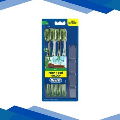 Oral B 123 Soft Toothbrush With Neem Extract 4’s