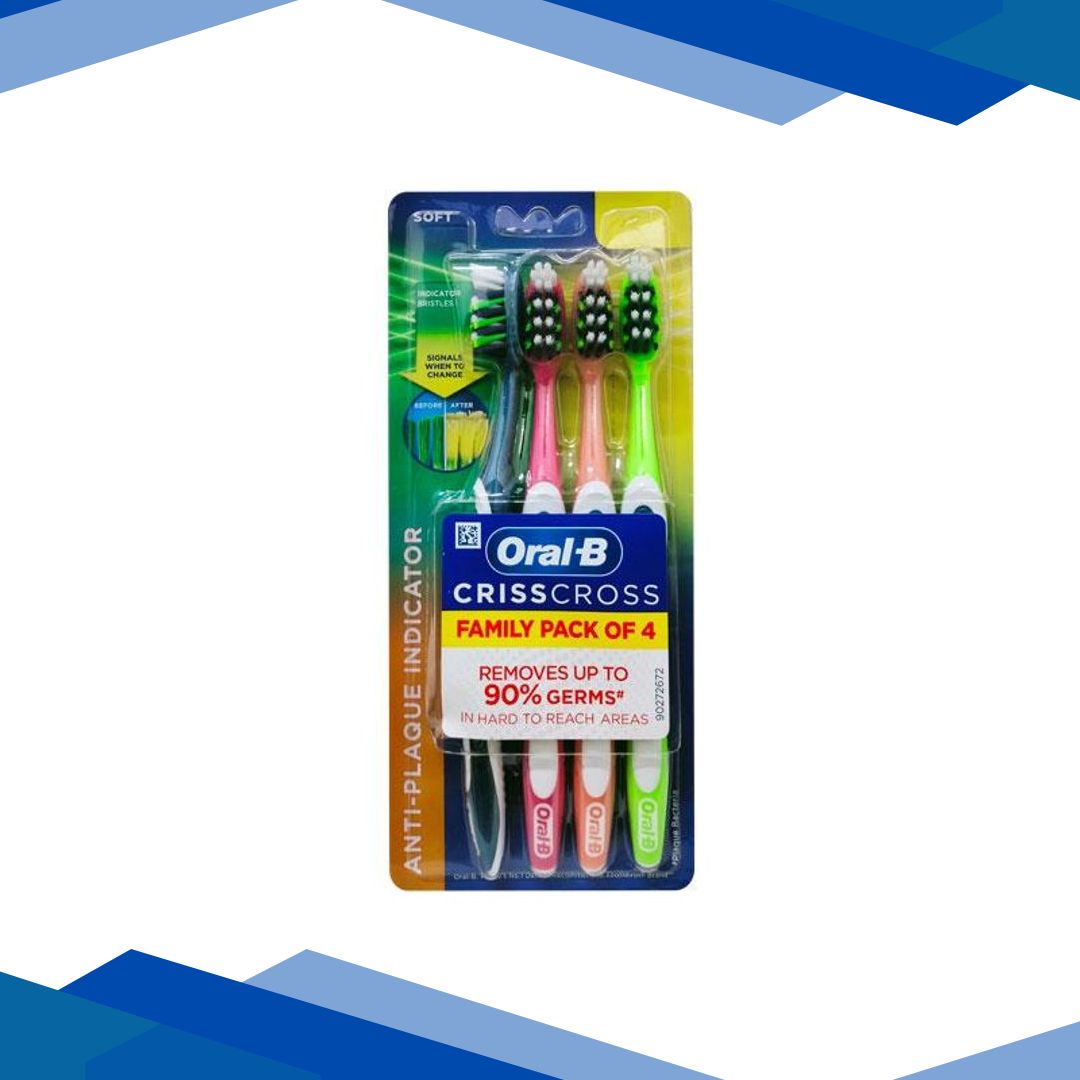 Oral B Crisscross Anti Plaque Toothbrush – Soft (Family Pack of 4)