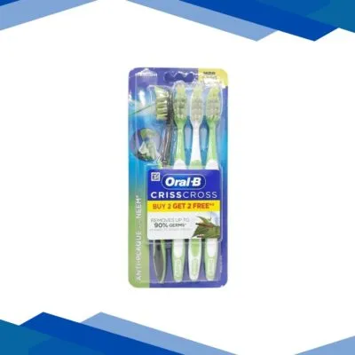 Oral-B CrissCross Anti-Plaque with Neem Toothbrush – Medium (Buy 2 Get 2 Free)