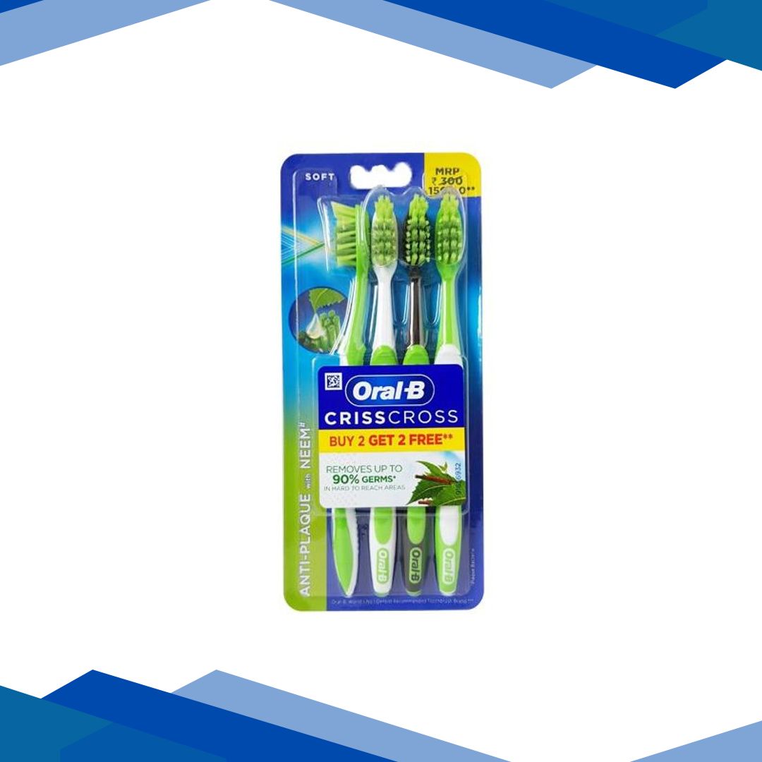 Oral-B CrissCross Anti-Plaque with Neem Toothbrush – Soft (Buy 2 Get 2 Free)