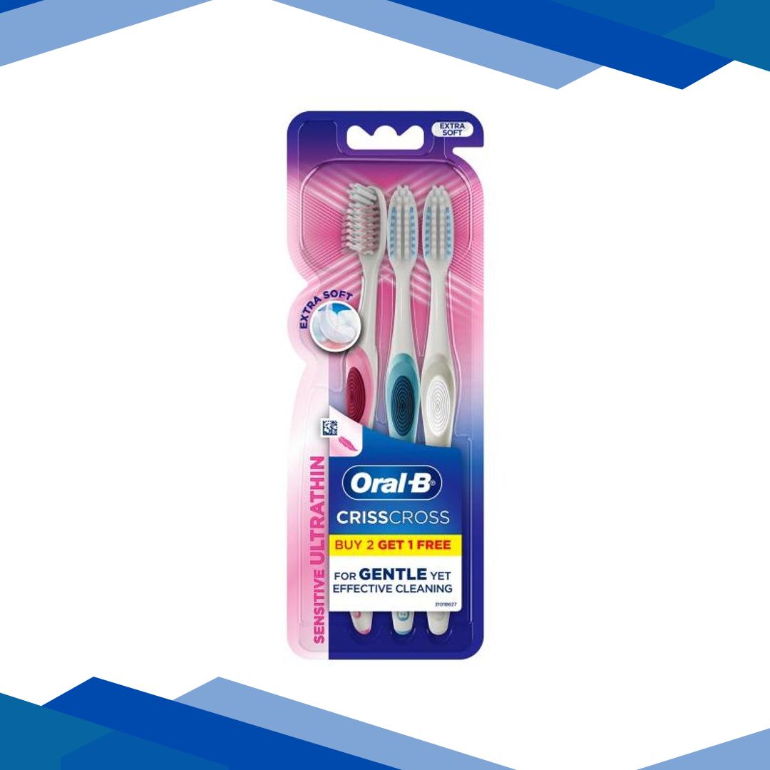 Oral-B Crisscross Sensitive UltraThin Toothbrush – Extra Soft (Buy 2 Get 1 Free)
