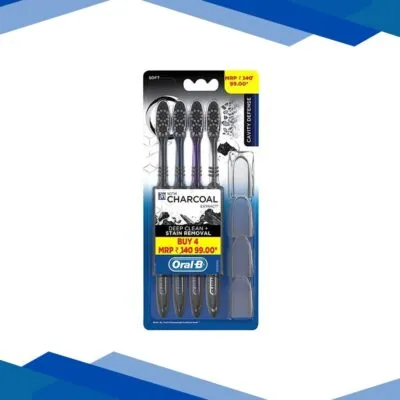 Oral B Deep Clean Whiter Teeth Charcoal Extract Toothbrush (Pack of 4)