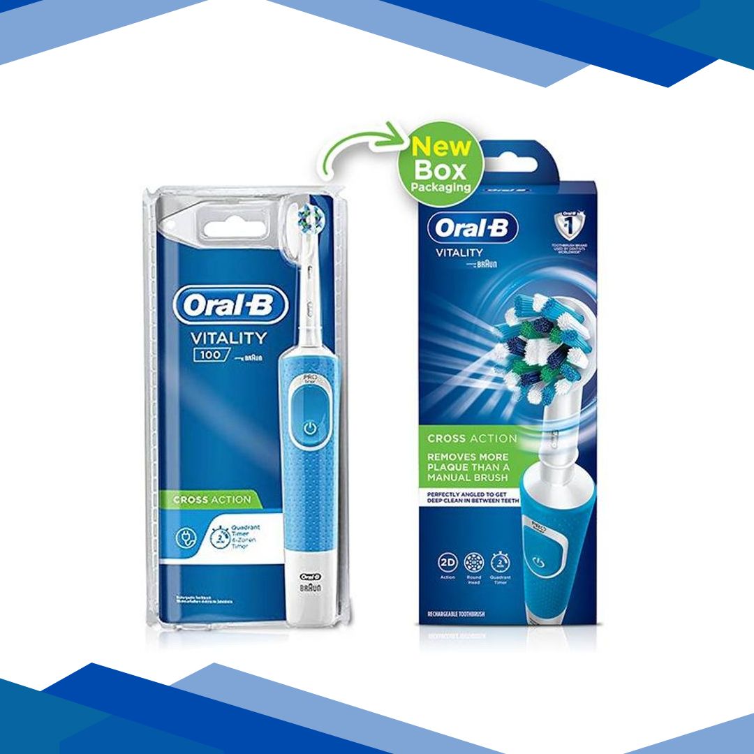 Oral B Vitality Cross Action Rechargeable Toothbrush – Blue 1’s