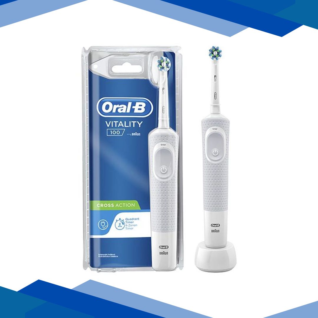 Oral B Vitality Cross Action Rechargeable Toothrbrush – White 1’s