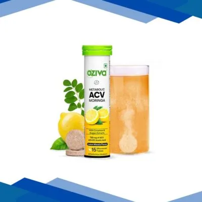 OZiva ACV Moringa for Weight Loss, 3-in-1 Fat Oxidation Formula, Lemon Masala 15’s