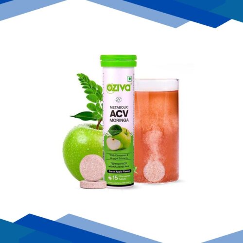 Oziva Apple Cider Vinegar Moringa Weight Loss, 3-In-1 Fat Oxidation Formula, No Sugar 15’s