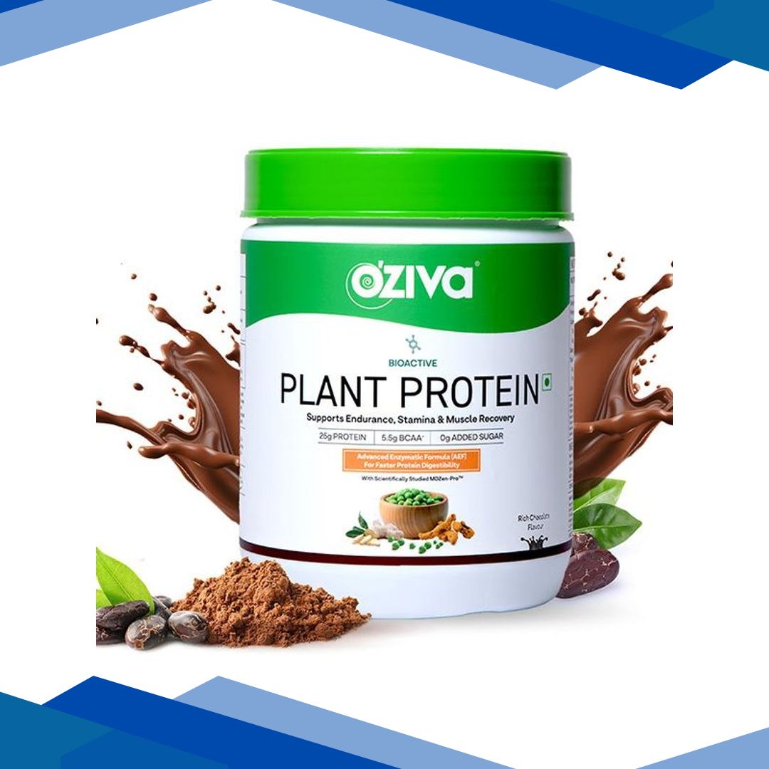 Oziva Bioactive Plant Protein (25G Vegan Protein) For Endurance & Muscle Recovery Plant-Based Protein (500G, Chocolate) 1’s